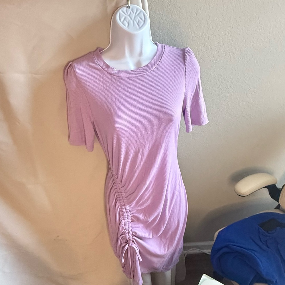 Lilac Ruched T-Shirt Dress